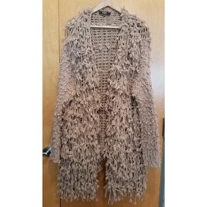 Khaki w/ Gold Thread Shag Open Cardigan Sz 24-26